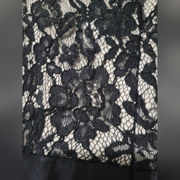 Black High Low Beaded Lace Size 12 Gown - Picture 4 of 13